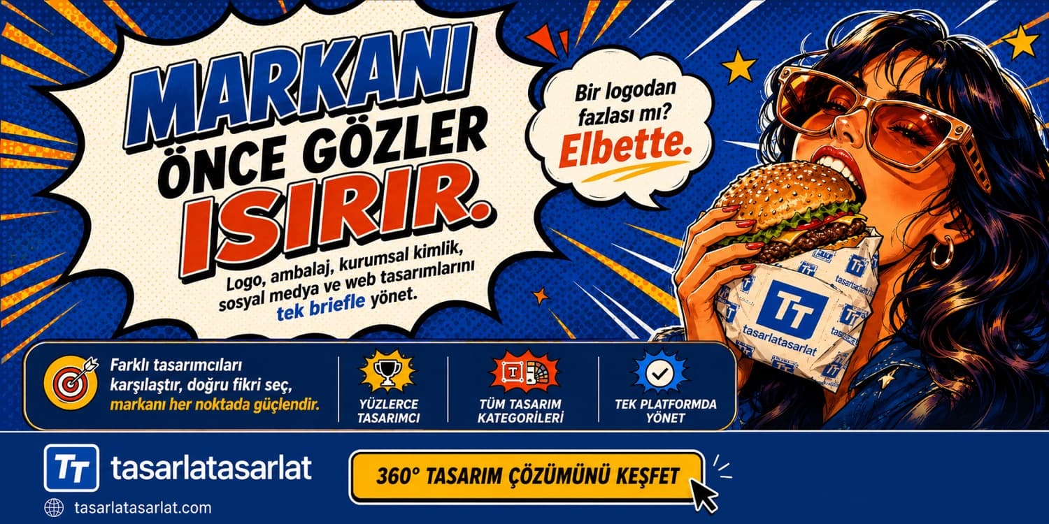 Markanı önce gözler ısırır — logo, ambalaj, kurumsal kimlik, sosyal medya ve web tasarımlarını tek briefle yönet