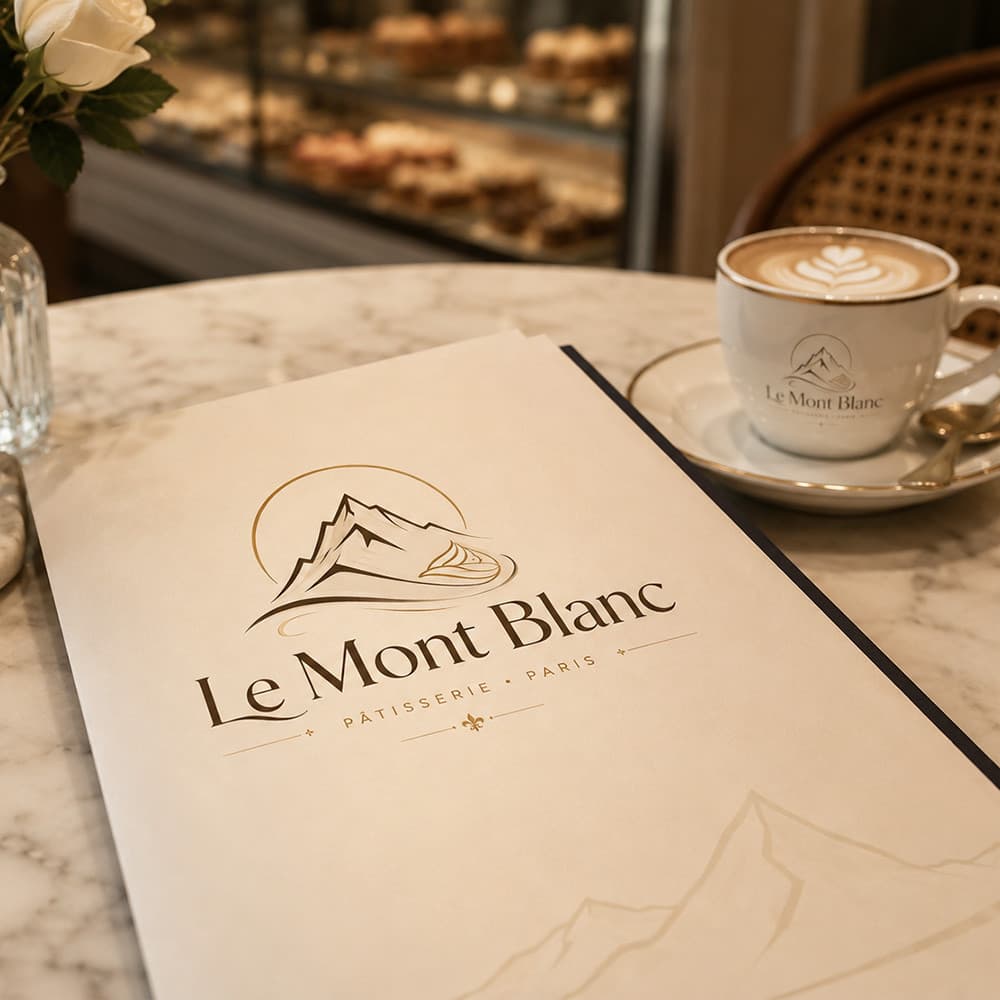 Le Mont Blanc – Premium Fransız Pastane Logo Tasarımı — Cafe & Pastane — Logo ve Tabela Tasarımı #135