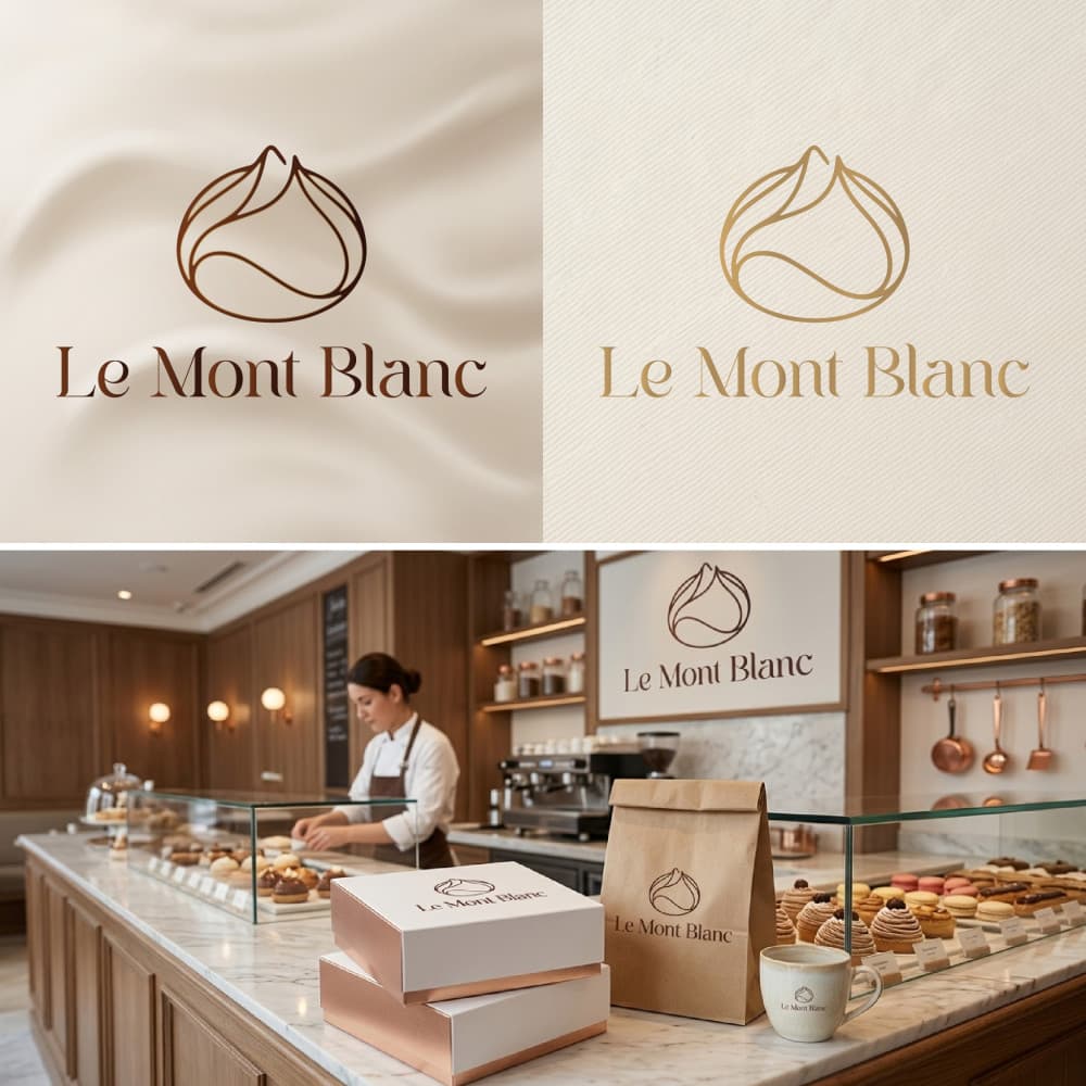 Le Mont Blanc – Premium Fransız Pastane Logo Tasarımı — Cafe & Pastane — Logo ve Tabela Tasarımı #189