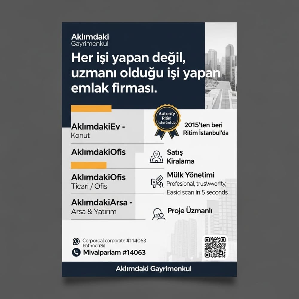 ASANSÖR İÇİ REKLAM PANOSUNDA KULLANACAĞIM — Gayrimenkul / Emlak — Afiş Tasarımı #17