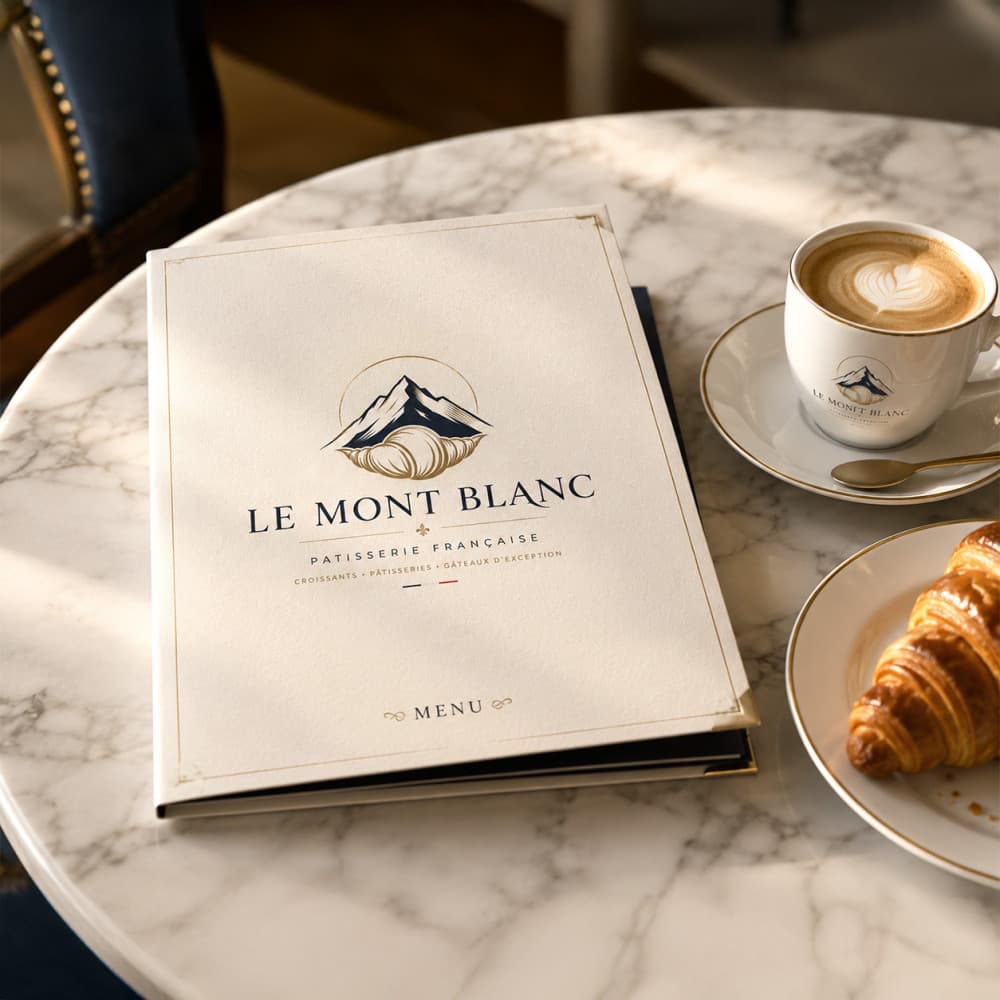 Le Mont Blanc – Premium Fransız Pastane Logo Tasarımı — Cafe & Pastane — Logo ve Tabela Tasarımı #116