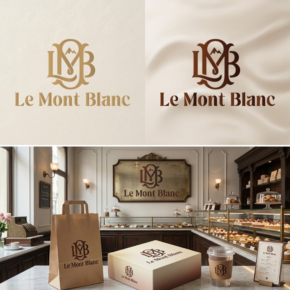 Le Mont Blanc – Premium Fransız Pastane Logo Tasarımı — Cafe & Pastane — Logo ve Tabela Tasarımı #193