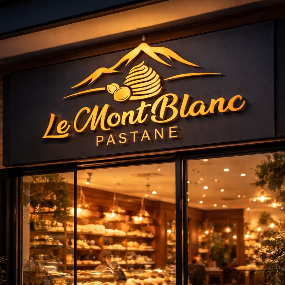 Le Mont Blanc – Premium Fransız Pastane Logo Tasarımı — Cafe & Pastane — Logo ve Tabela Tasarımı #2
