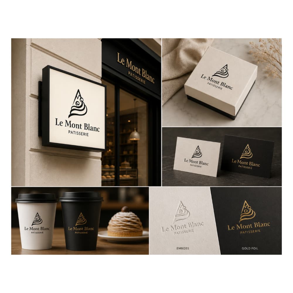 Le Mont Blanc – Premium Fransız Pastane Logo Tasarımı — Cafe & Pastane — Logo ve Tabela Tasarımı #160
