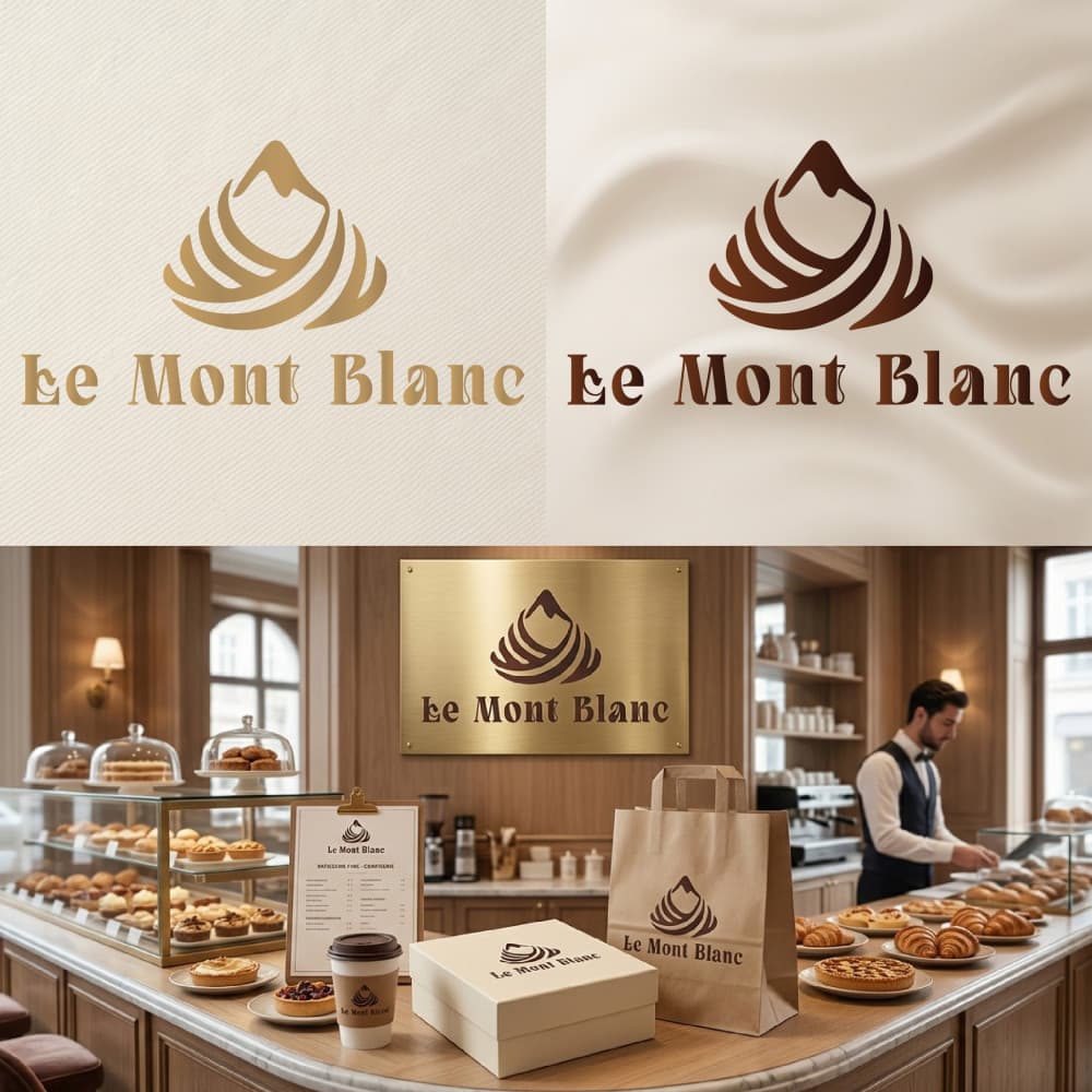 Le Mont Blanc – Premium Fransız Pastane Logo Tasarımı — Cafe & Pastane — Logo ve Tabela Tasarımı #196