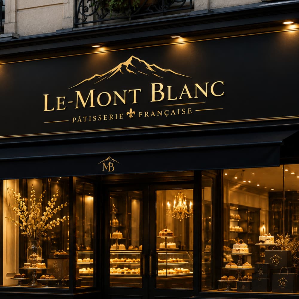 Le Mont Blanc – Premium Fransız Pastane Logo Tasarımı — Cafe & Pastane — Logo ve Tabela Tasarımı #208