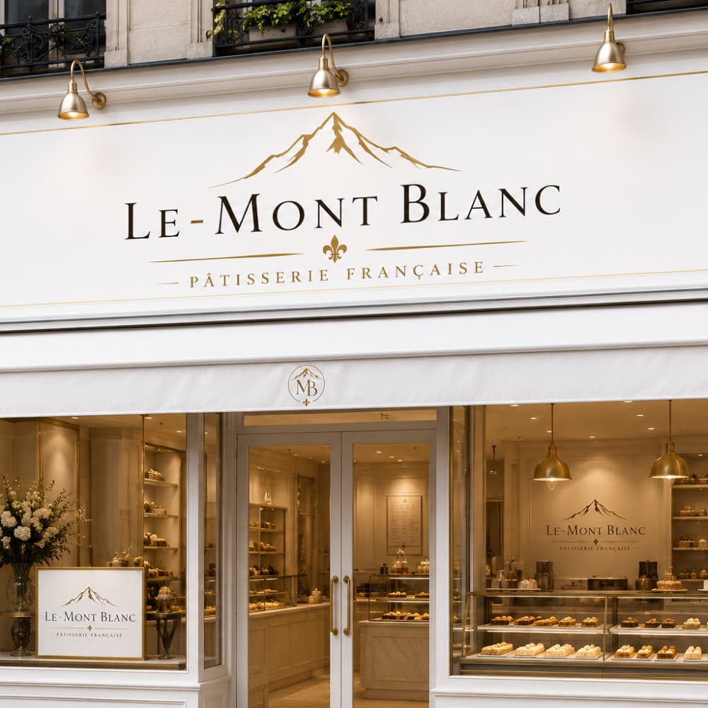 Le Mont Blanc – Premium Fransız Pastane Logo Tasarımı — Cafe & Pastane — Logo ve Tabela Tasarımı #207
