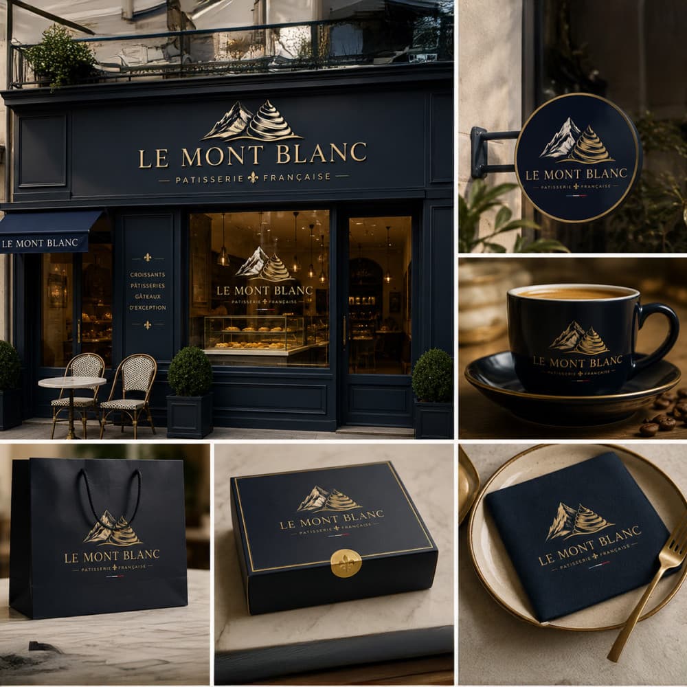 Le Mont Blanc – Premium Fransız Pastane Logo Tasarımı — Cafe & Pastane — Logo ve Tabela Tasarımı #152