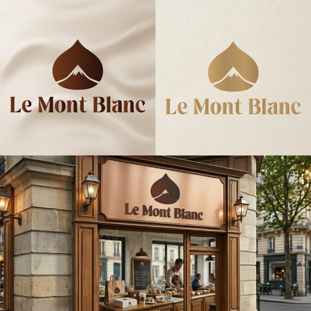 Le Mont Blanc – Premium Fransız Pastane Logo Tasarımı — Cafe & Pastane — Logo ve Tabela Tasarımı #192