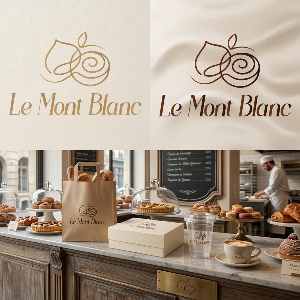 Le Mont Blanc – Premium Fransız Pastane Logo Tasarımı — Cafe & Pastane — Logo ve Tabela Tasarımı #194