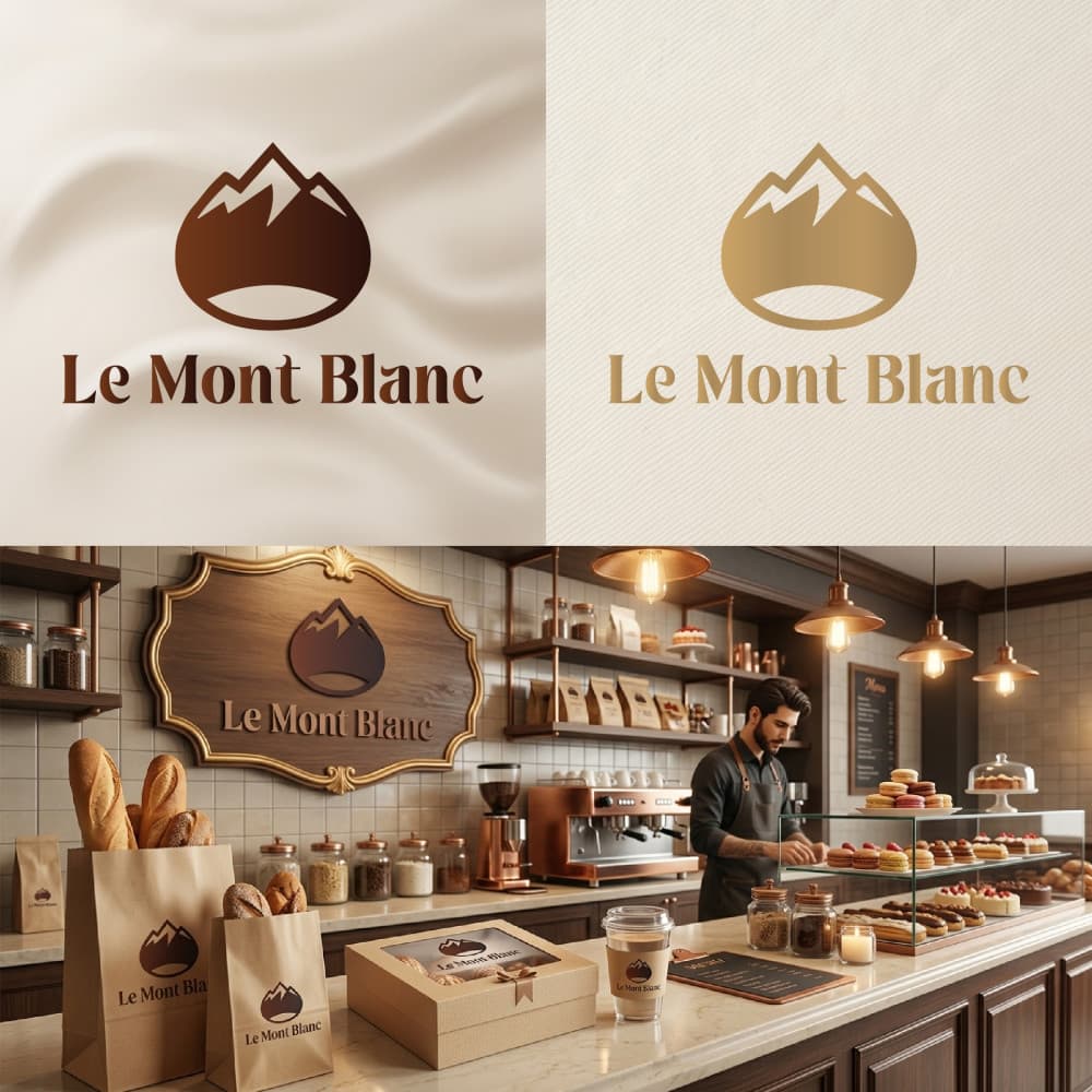 Le Mont Blanc – Premium Fransız Pastane Logo Tasarımı — Cafe & Pastane — Logo ve Tabela Tasarımı #191