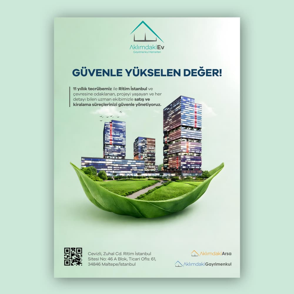 ASANSÖR İÇİ REKLAM PANOSUNDA KULLANACAĞIM — Gayrimenkul / Emlak — Afiş Tasarımı #8