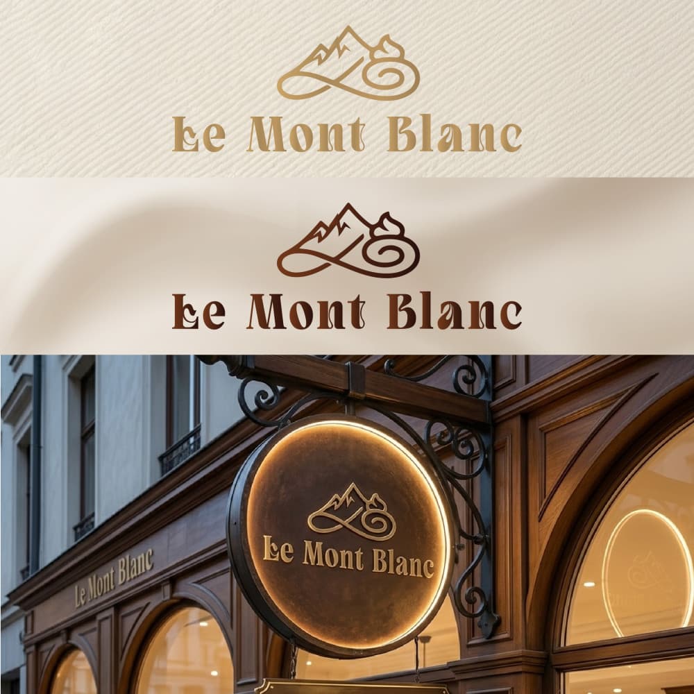 Le Mont Blanc – Premium Fransız Pastane Logo Tasarımı — Cafe & Pastane — Logo ve Tabela Tasarımı #190
