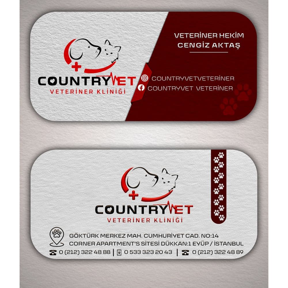 veteriner kliniği için kartvizit