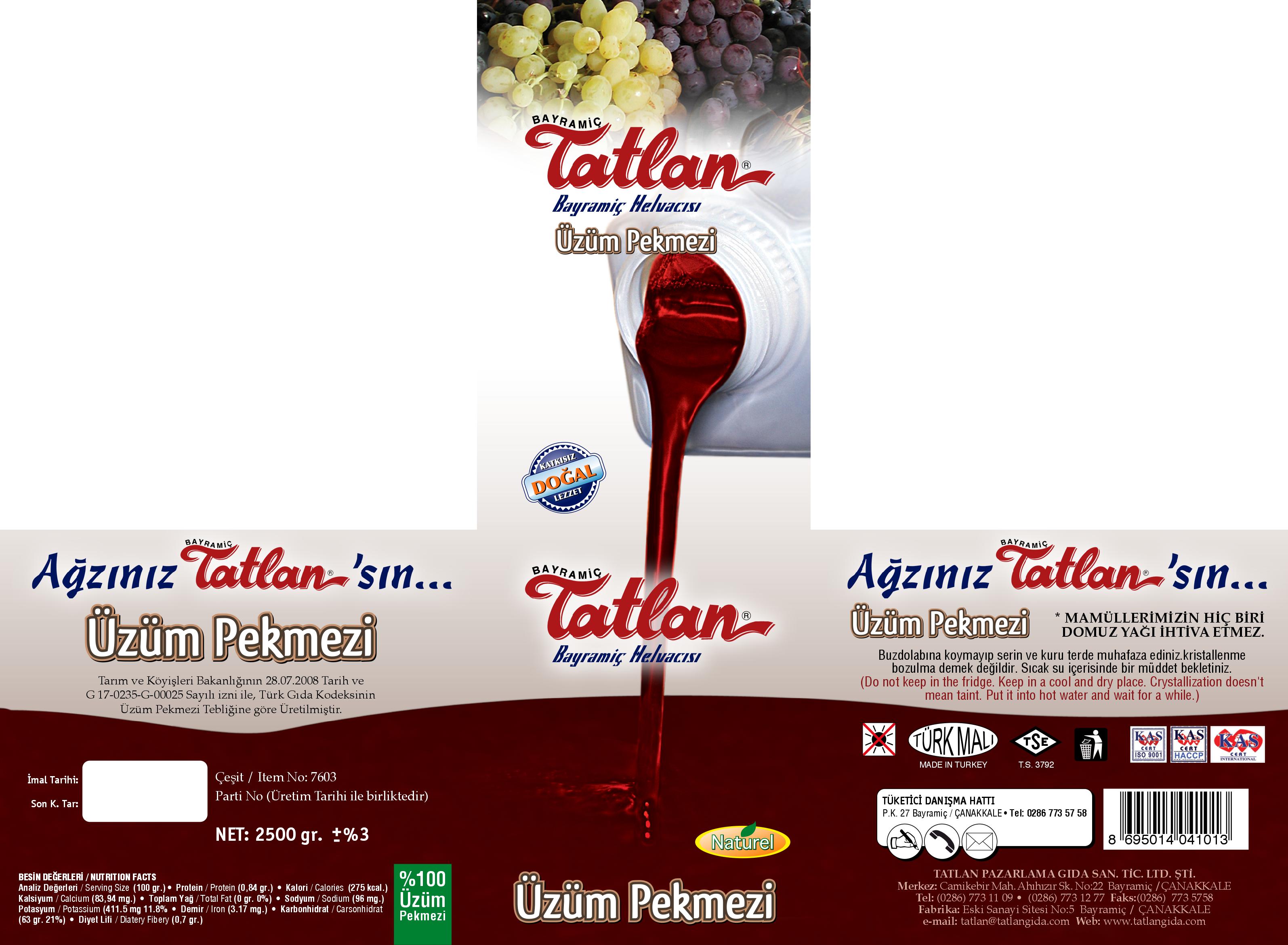 pekmez etiket bilgileri