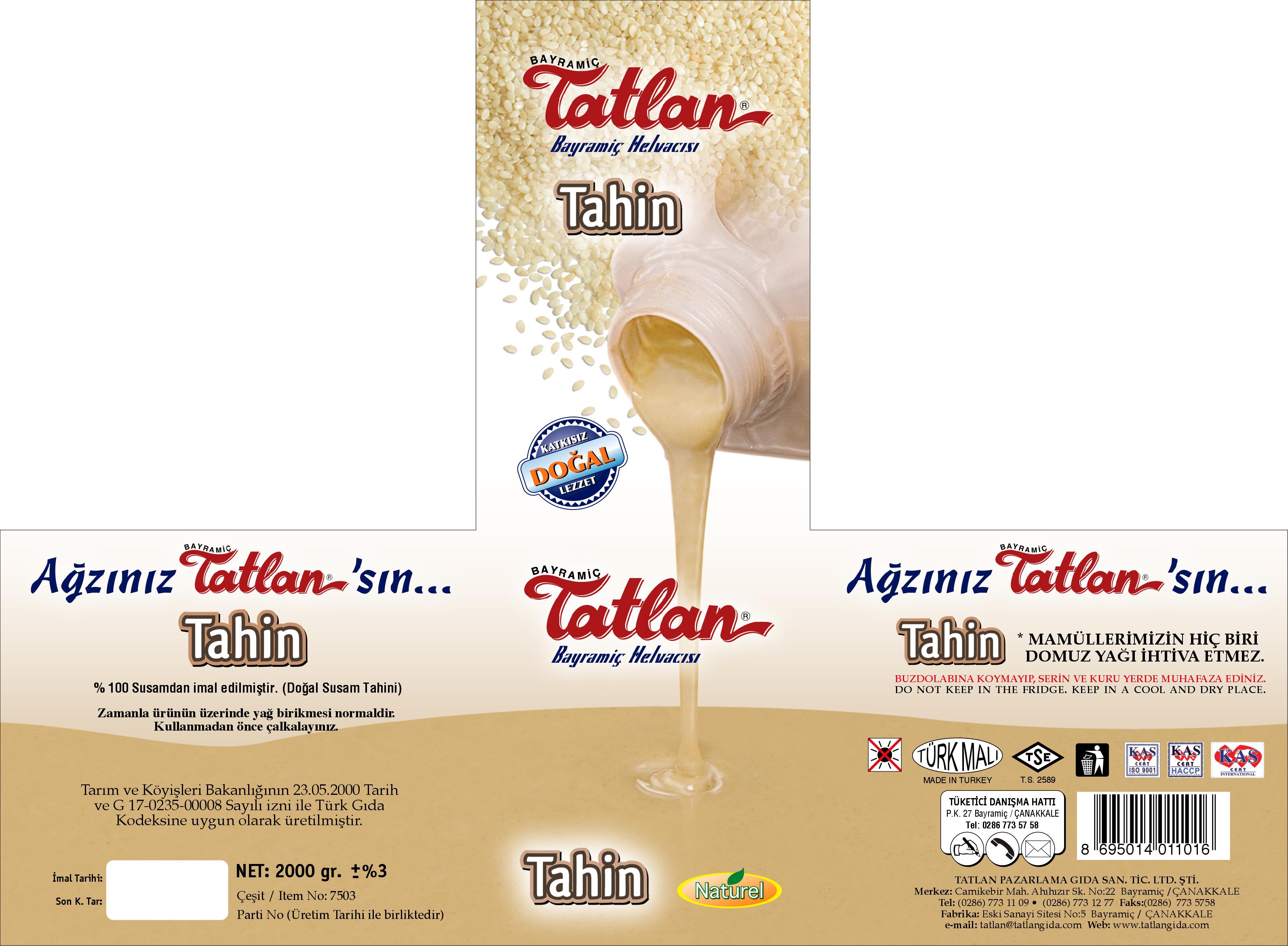 tahin etiket bilgileri