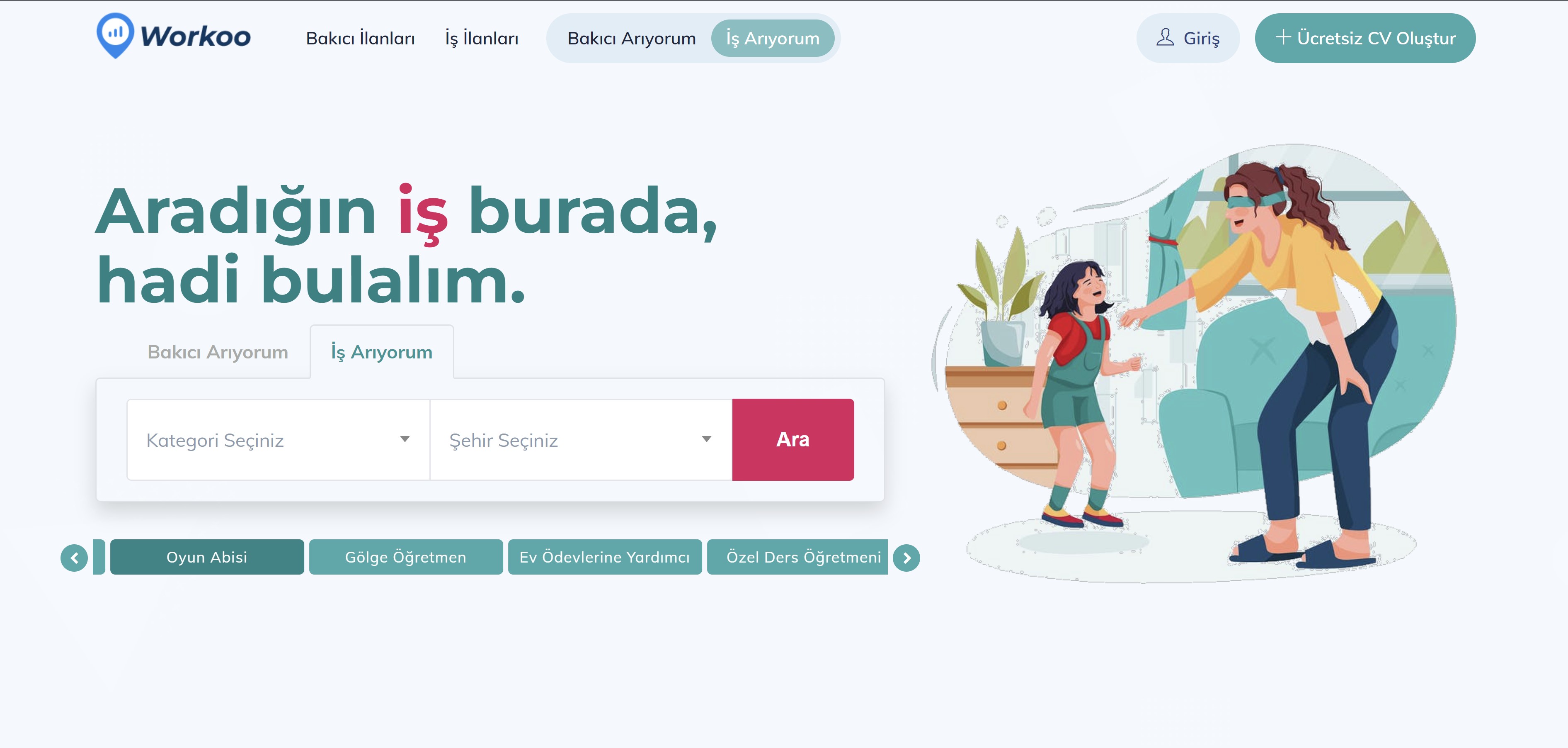 Website Anasayfa Ekran Görüntüsü (İş arayanlar için) (Alternatif yeşil renk versiyonu)