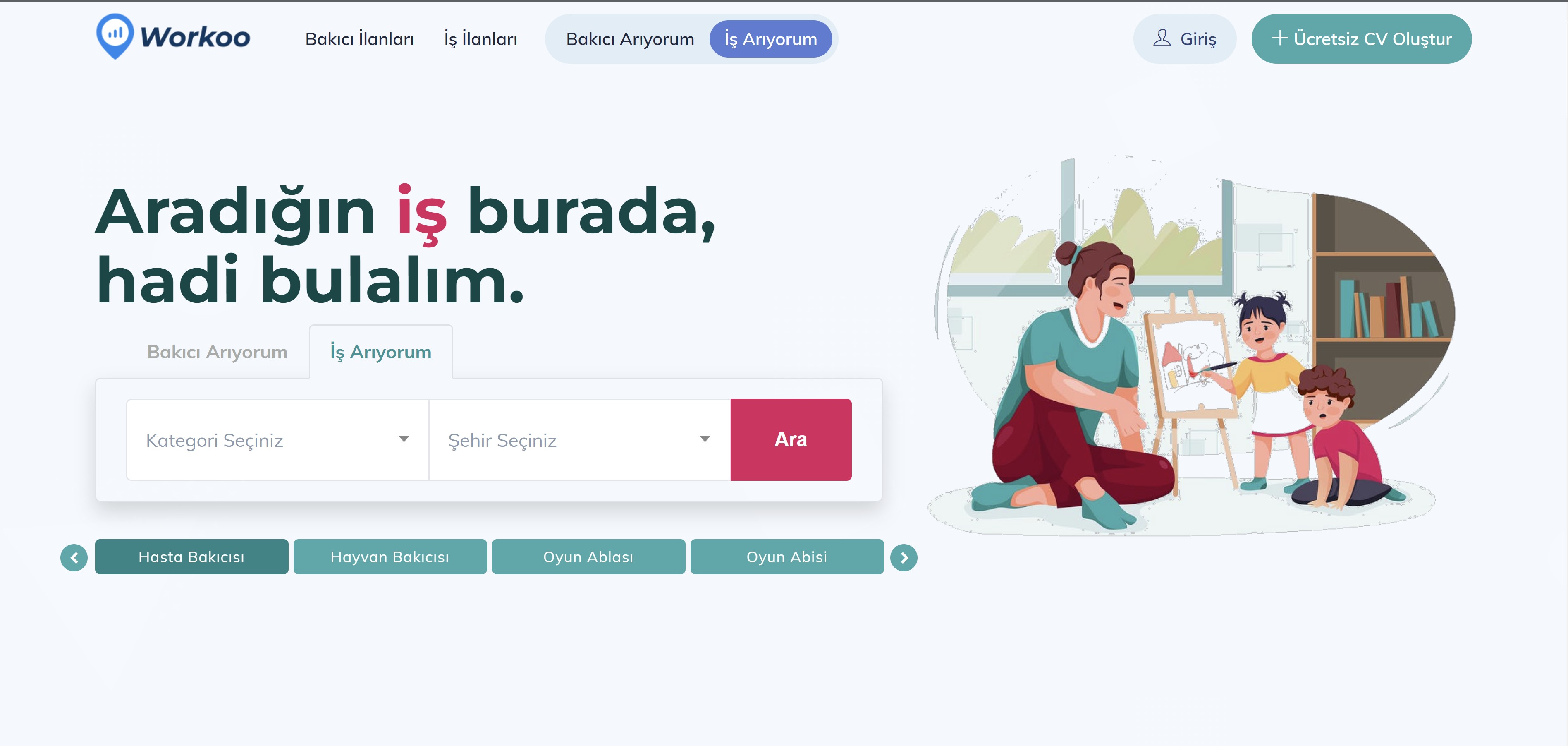 Website Anasayfa Ekran Görüntüsü (İş arayanlar için) (Alternatif yeşil renk versiyonu 2)